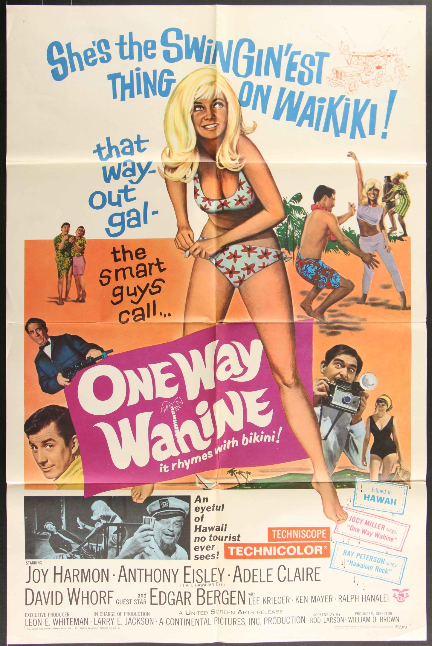 One Way Wahine (1965) Original US One Sheet Movie Poster