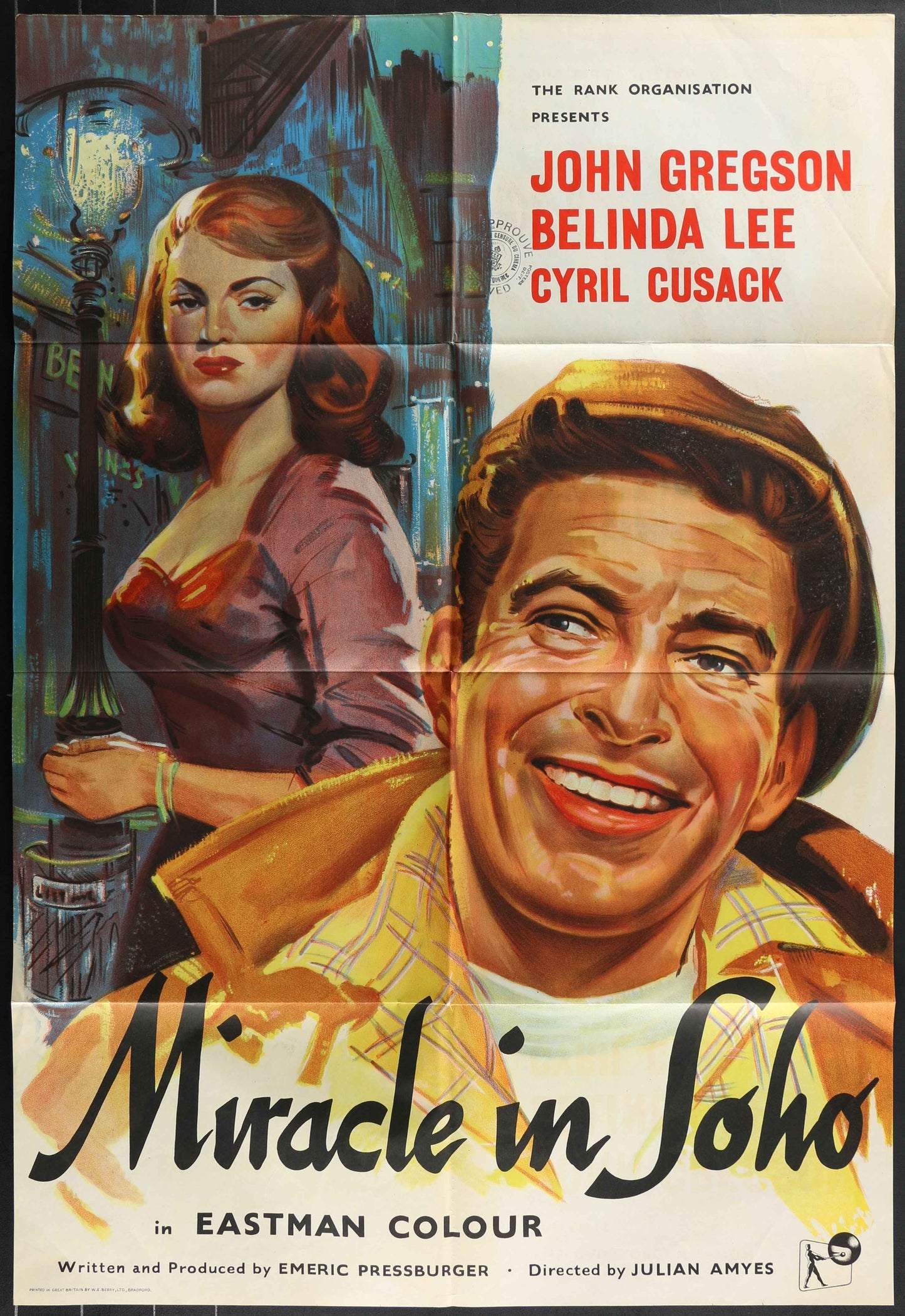 Miracle In Soho (1957) Original UK One Sheet Movie Poster