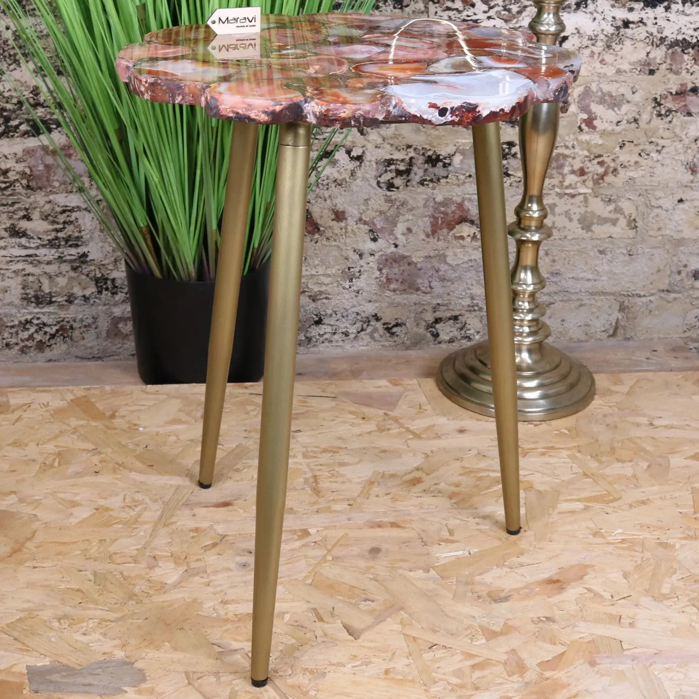 Aroli Red Agate Side Table