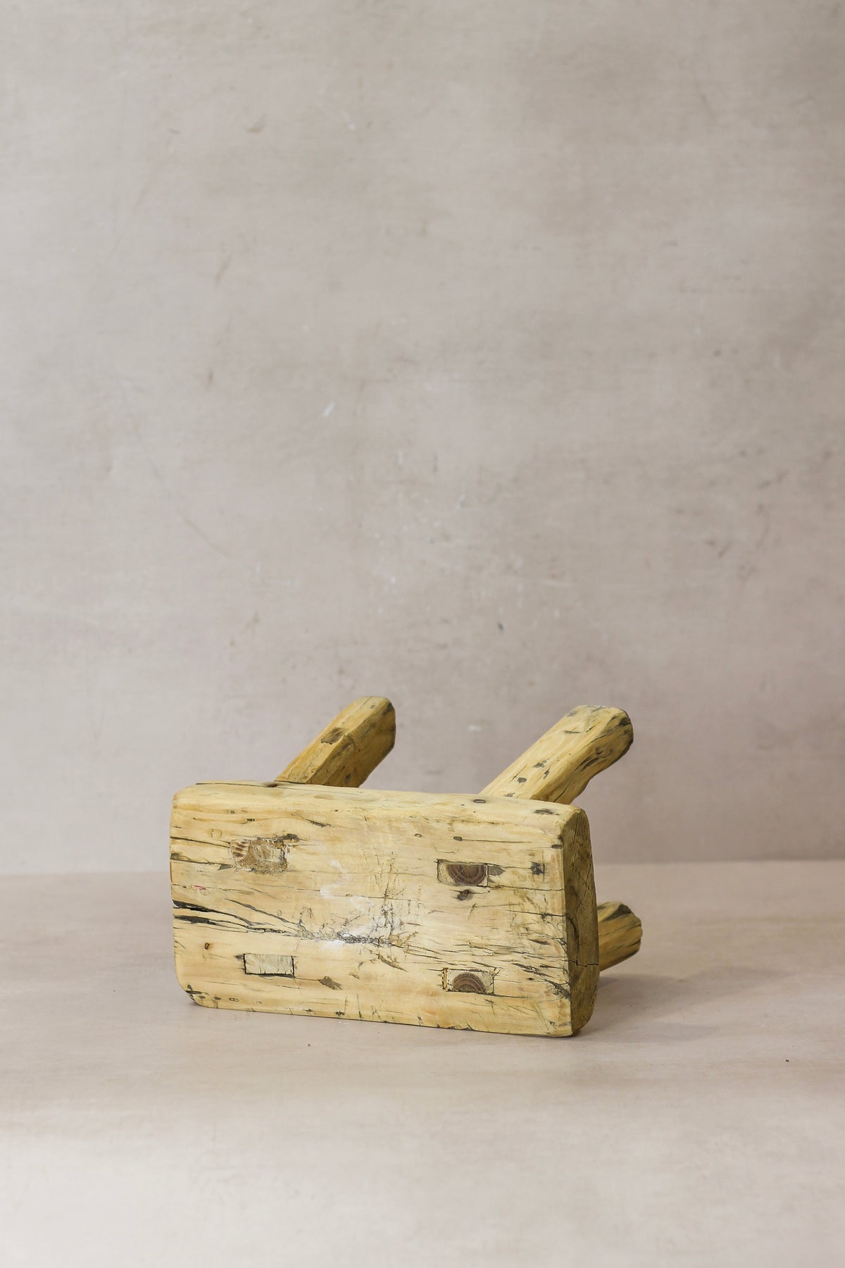 Vintage Rustic Elm Wood Stool - Small - No 24