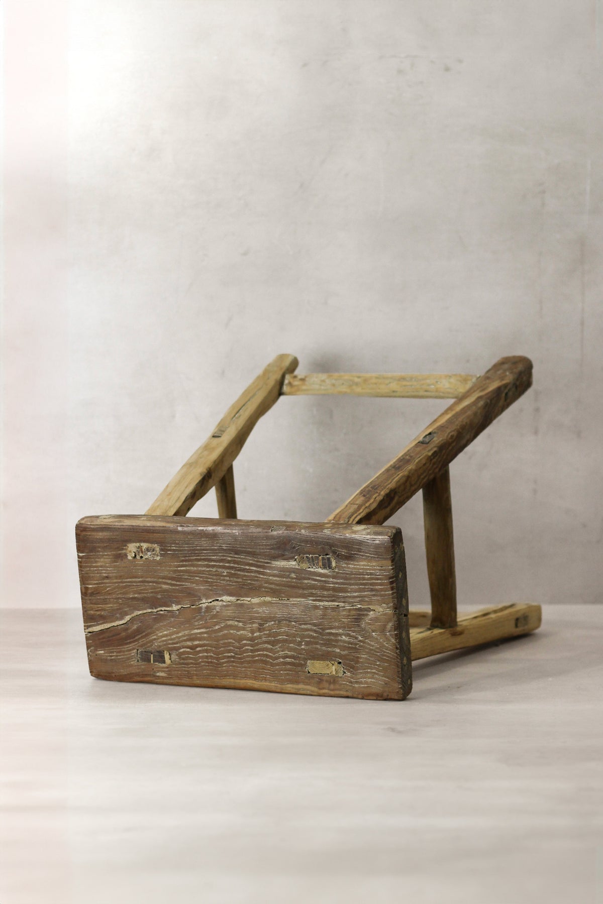 Vintage Rustic Elm Wood Stool - Medium - No 71