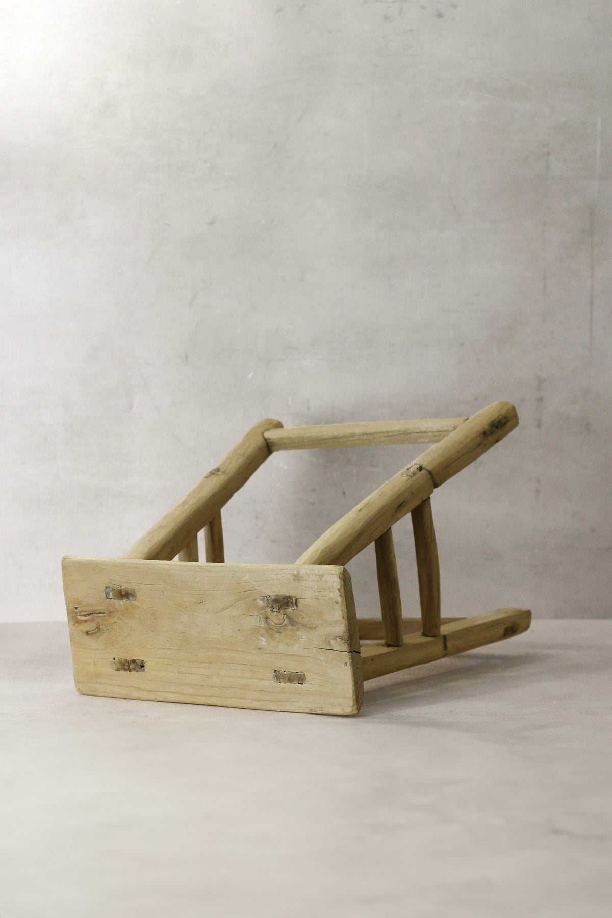Vintage Rustic Elm Wood Stool - Medium - No 72