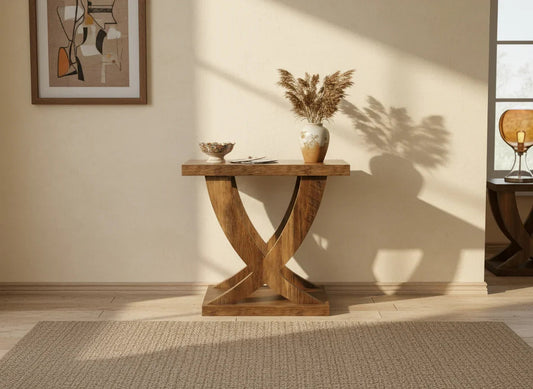 Sculptural Trestle Side Table