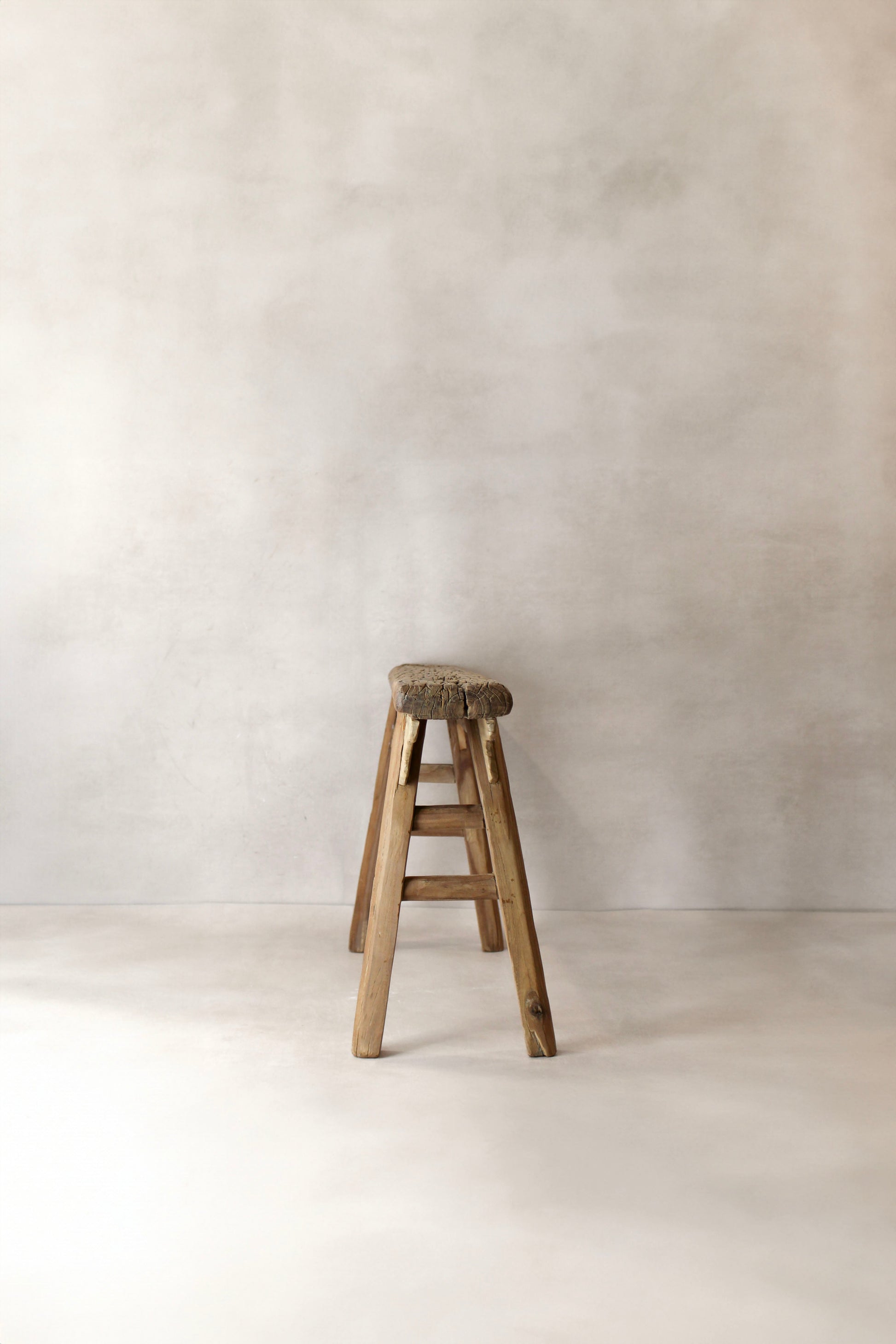 Antique Rustic Elm Wood Bench 02