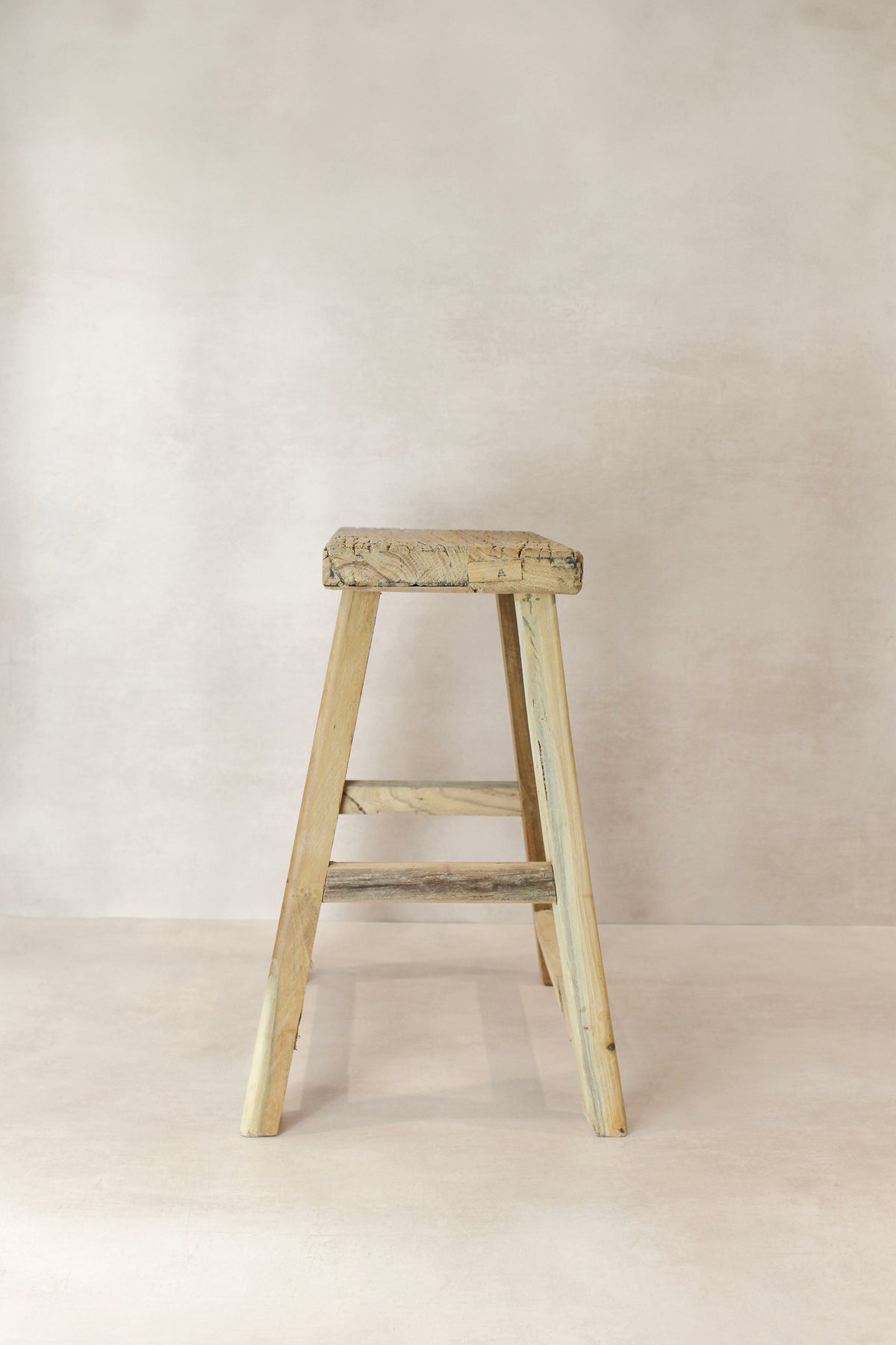 Vintage Rustic Elm Wood Stool - Medium - No 74