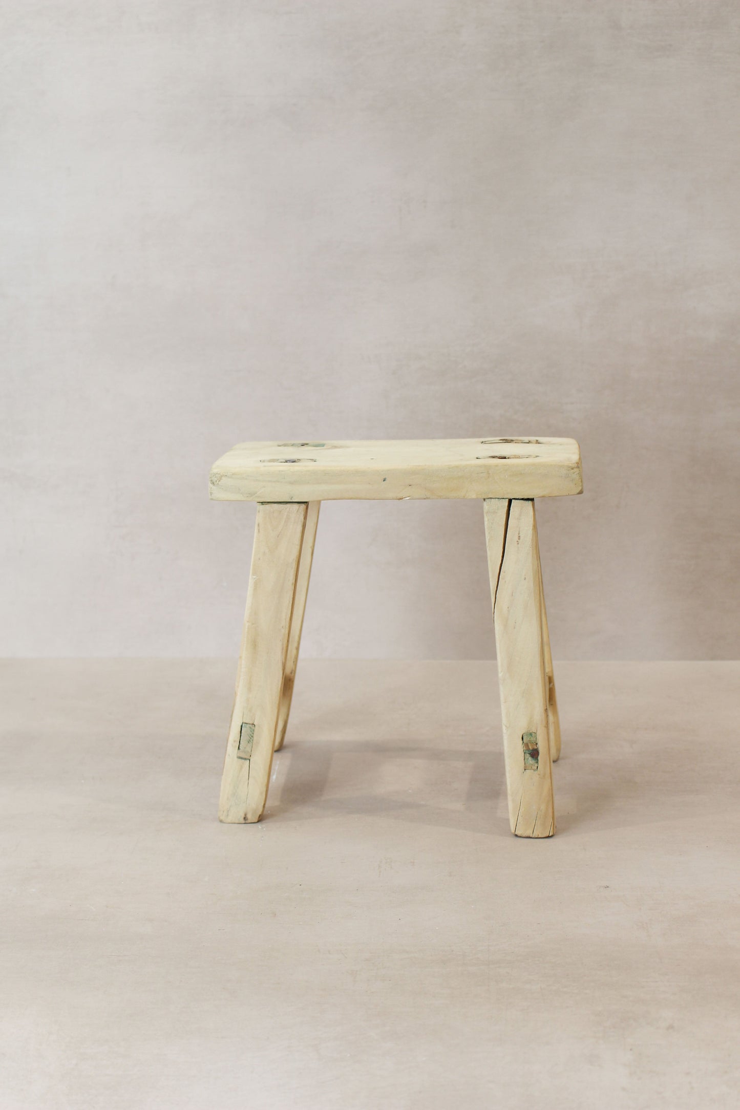 Vintage Rustic Elm Wood Stool - Small - No 19