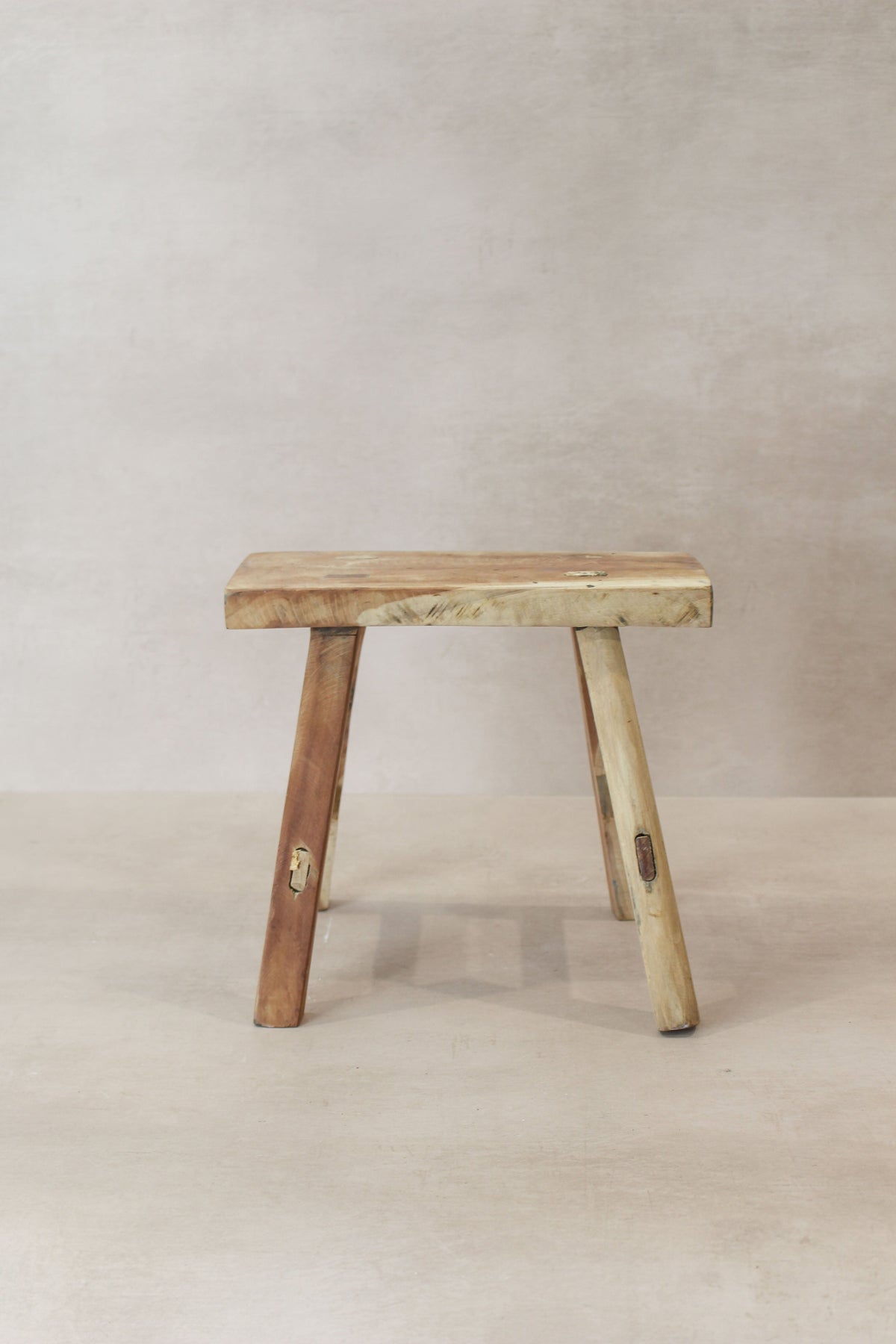 Vintage Rustic Elm Wood Stool - Small - No 20