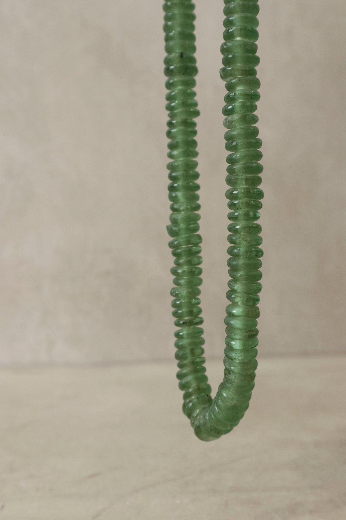 Ghana Glass Beads Necklace, Light green - 84.2