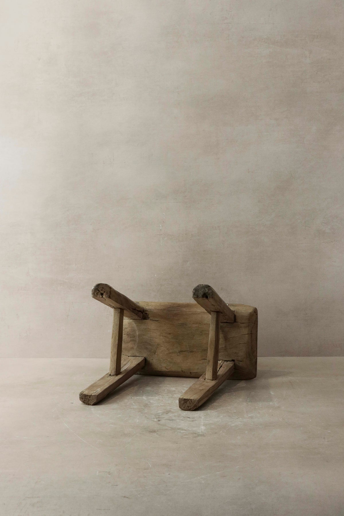 Vintage Rustic Elm Wood Stool - Small - No 6