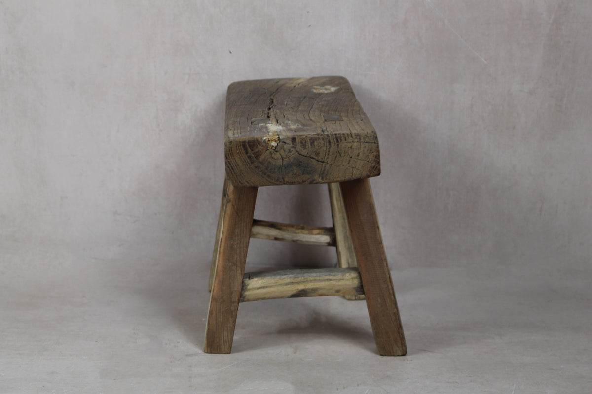 Vintage Rustic Stool Small - Elm wood - 33