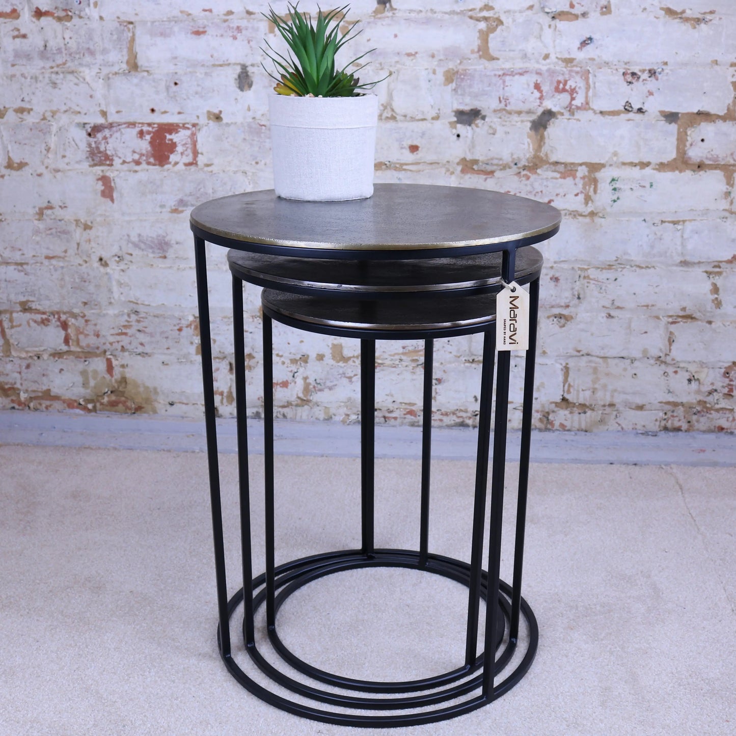 Karari Gold Metal Round Nest of Tables