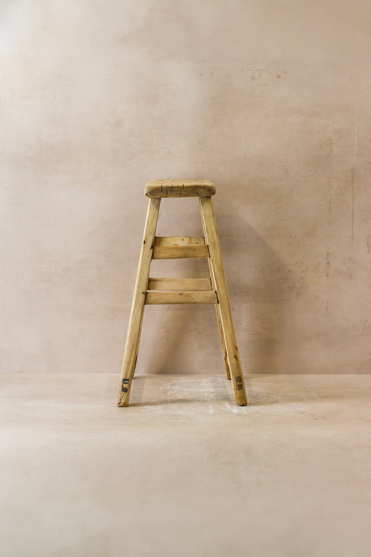 Vintage Rustic Elm Wood Stool - Medium - No 46