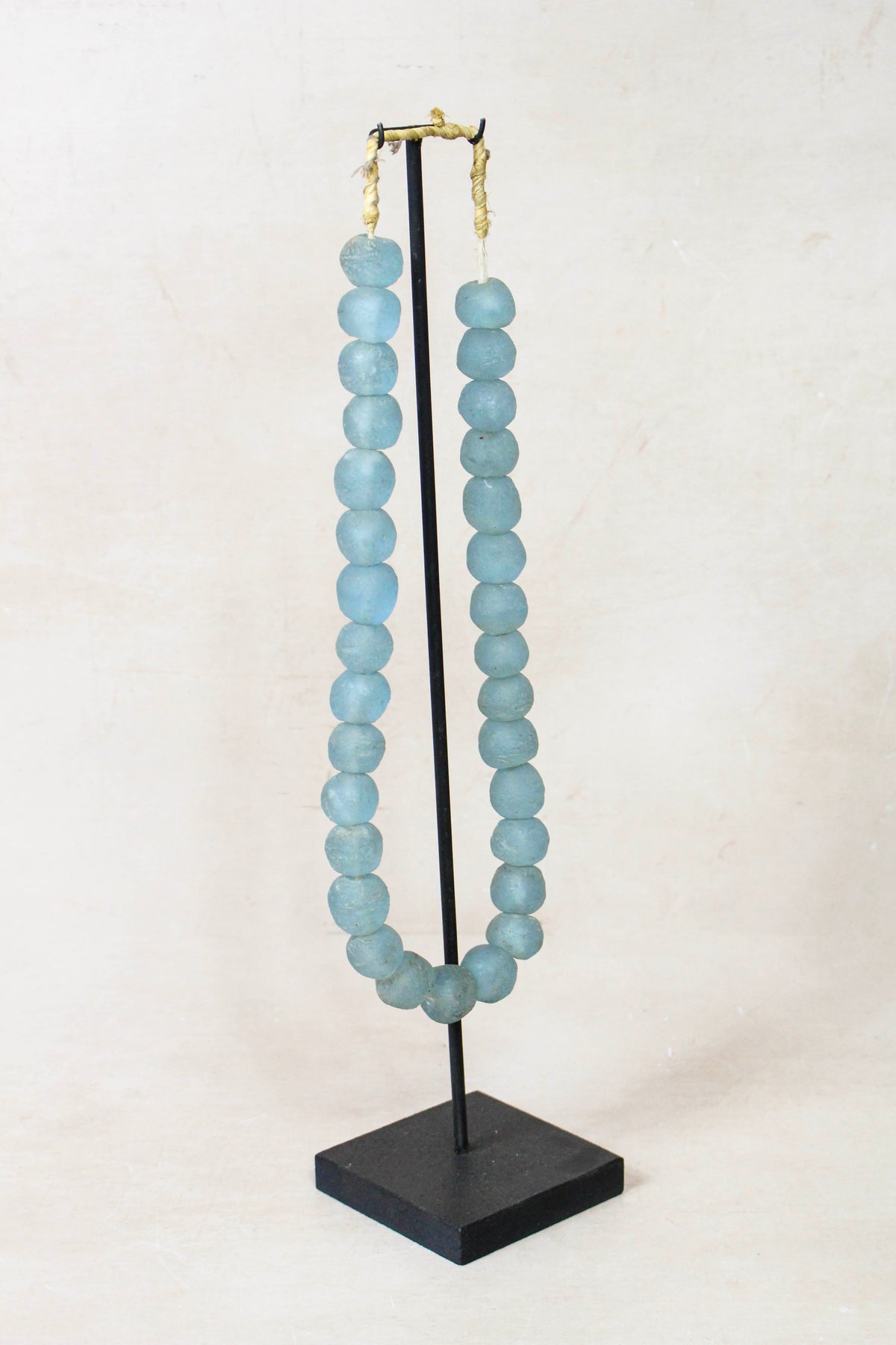 Ghana Glass Beads Necklace, Light blue - 85.5
