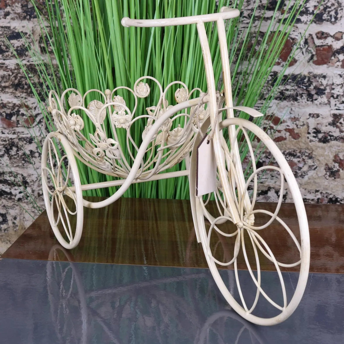 Bike Planter Metal Vintage White