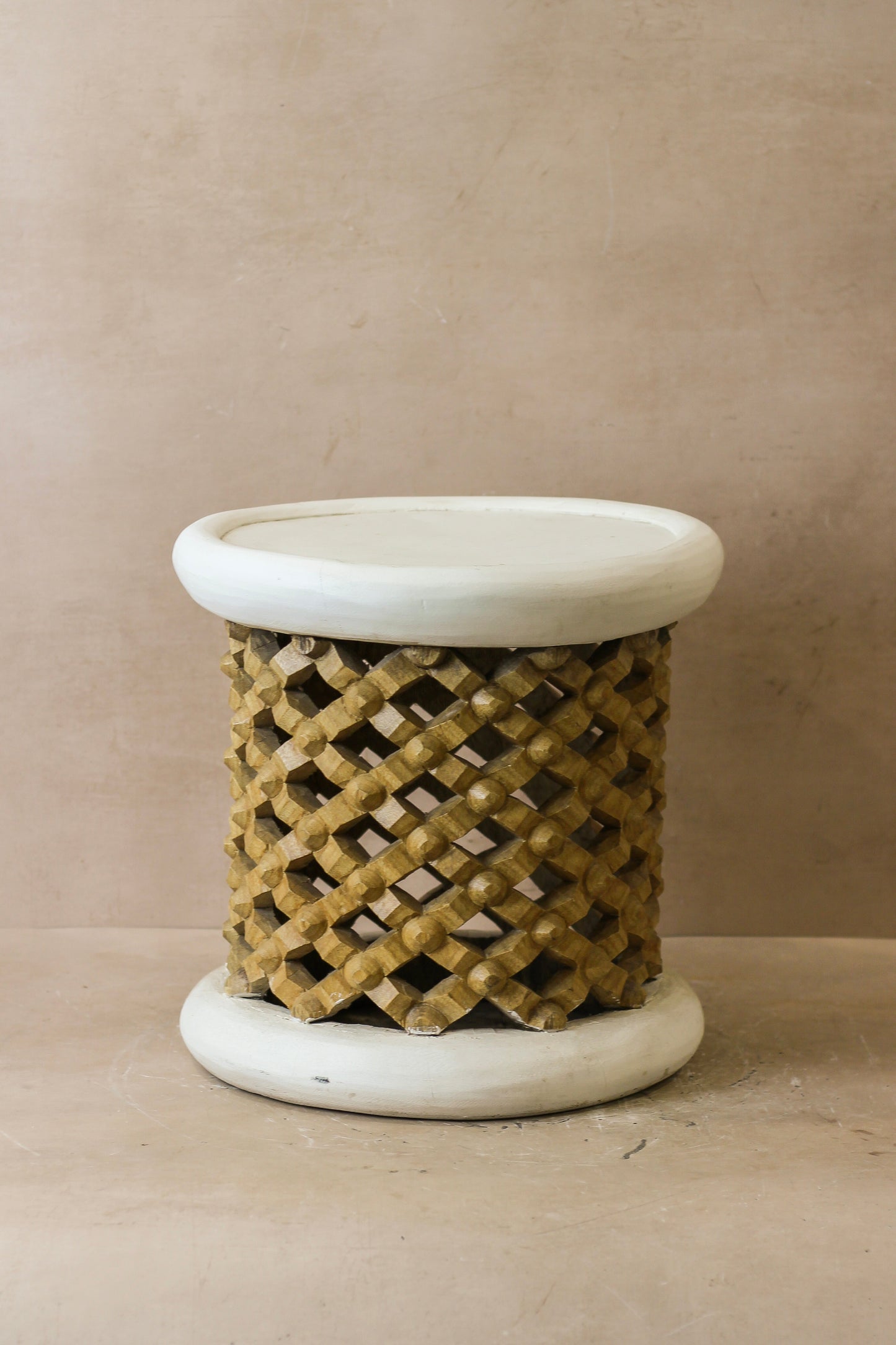 Bamileke Stool - White/Natural