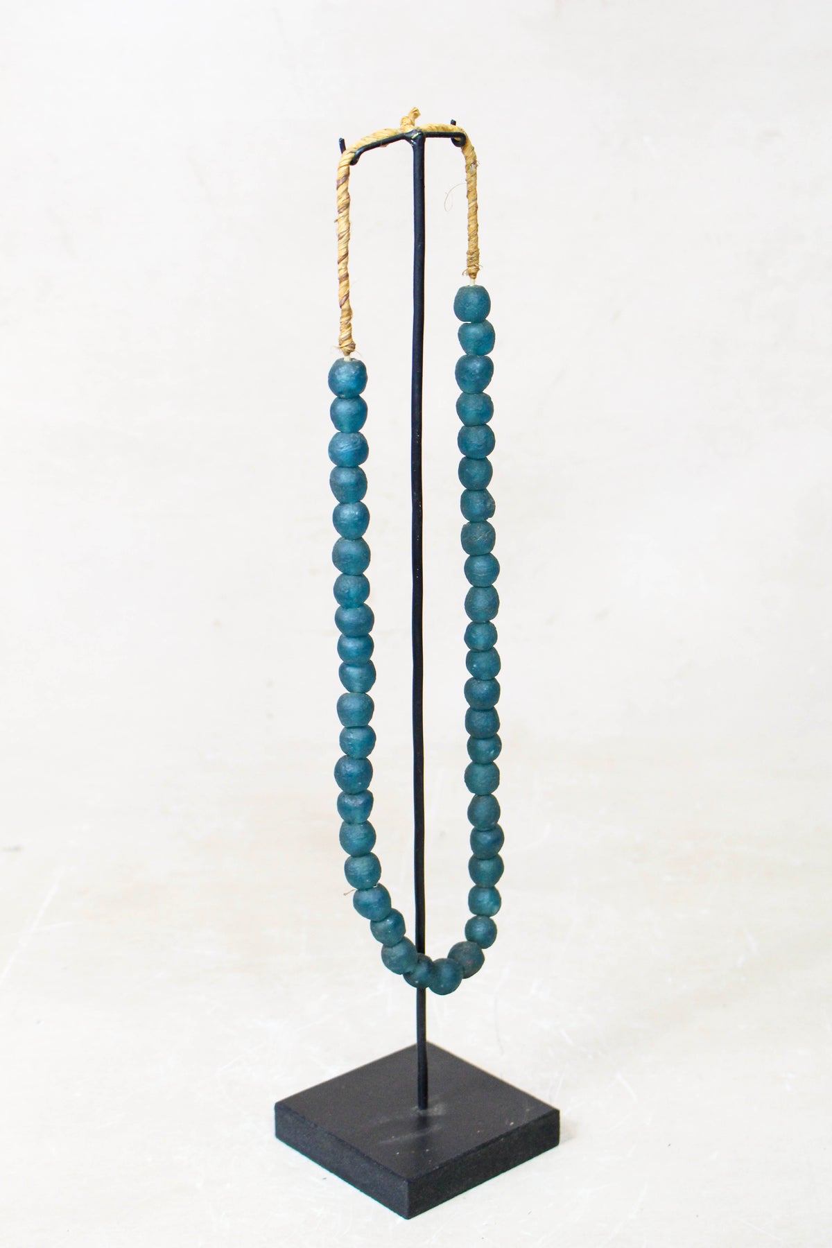 Ghana Glass Beads Necklace, Dark Teal - 85.13