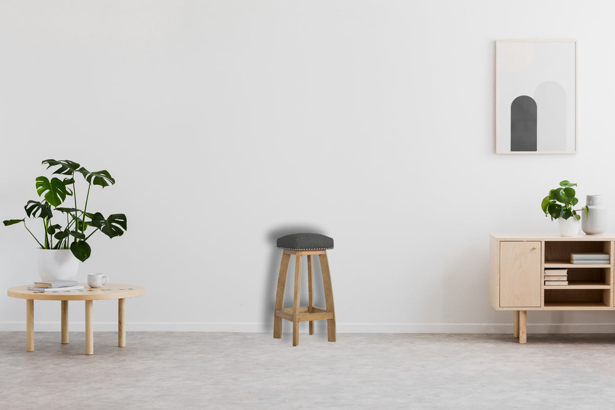 Black Tweed Studded Bar Stool