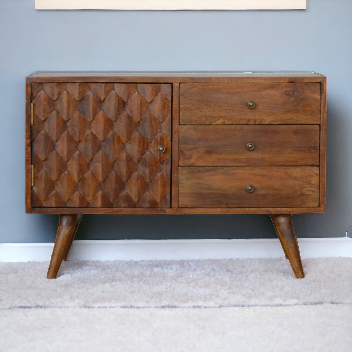 Carved Chestnut Sideboard Chest of Drawers
