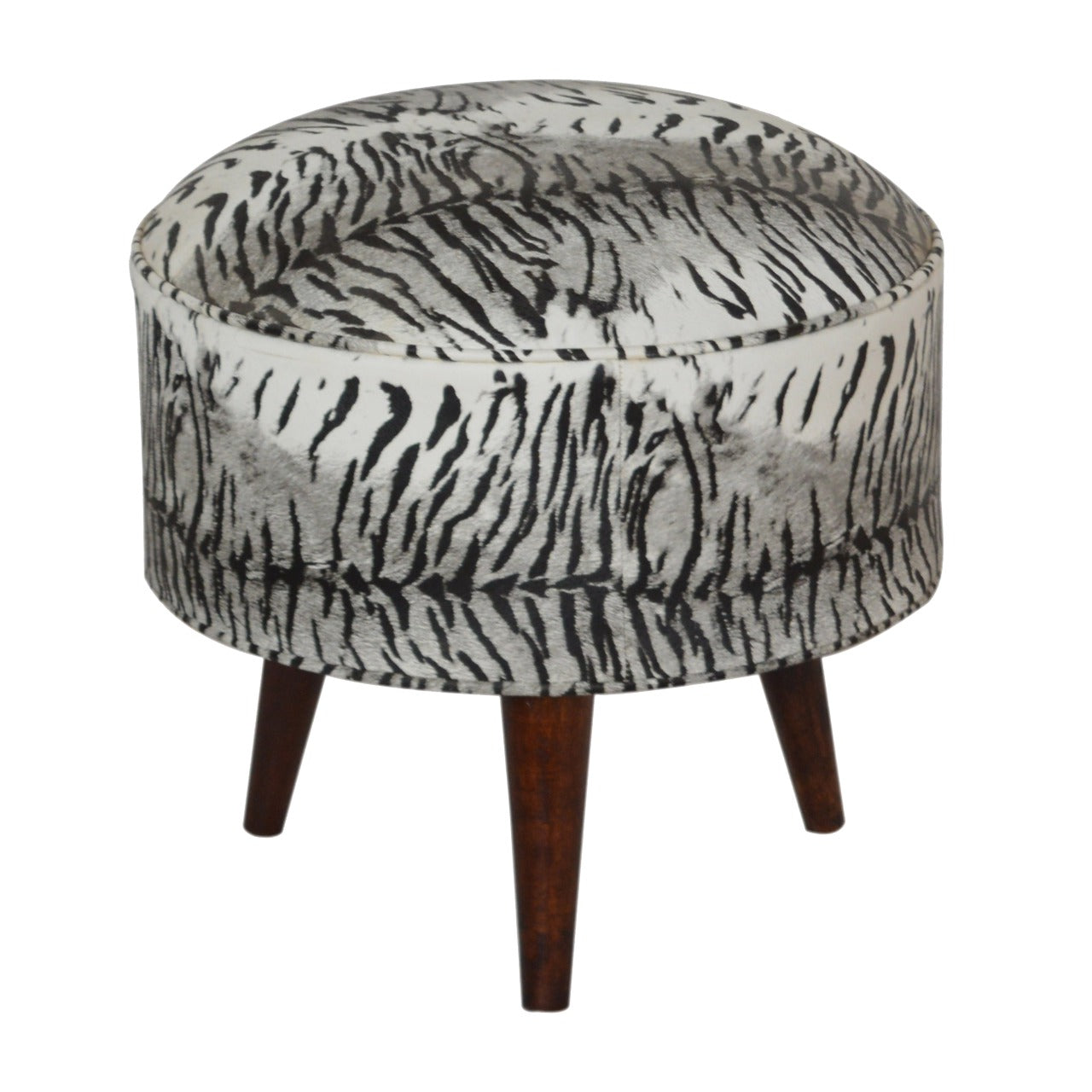 Zebra Print Footstool Upholstered Accent Furniture for Bedroom and Living Room