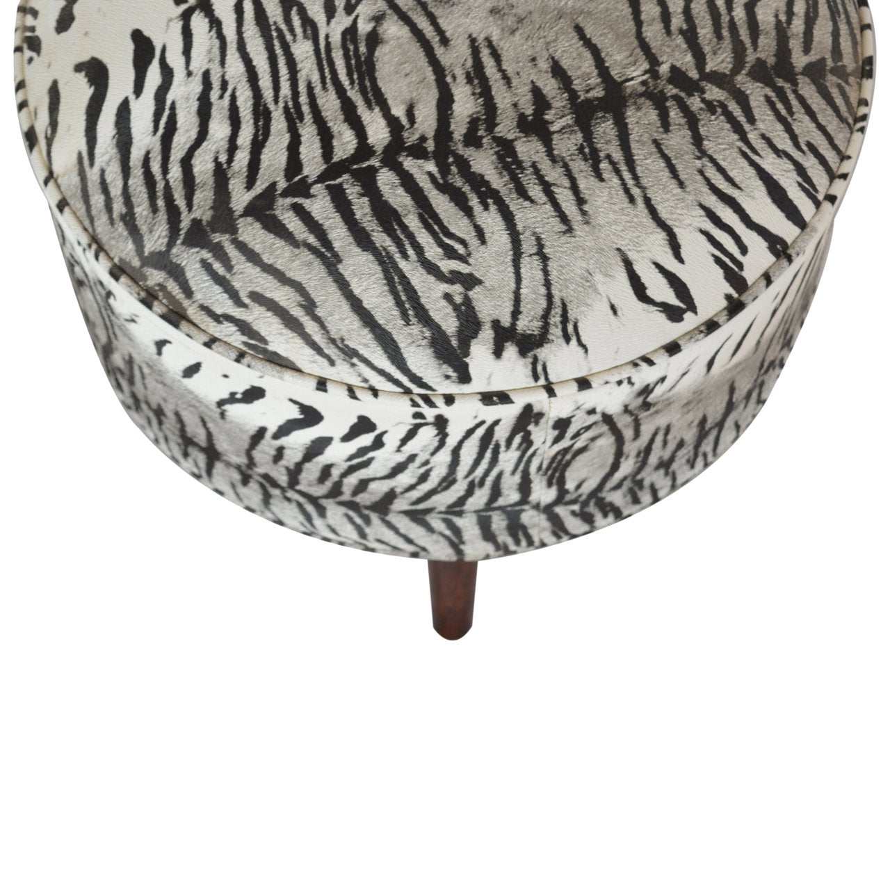 Zebra Print Footstool Upholstered Accent Furniture for Bedroom and Living Room