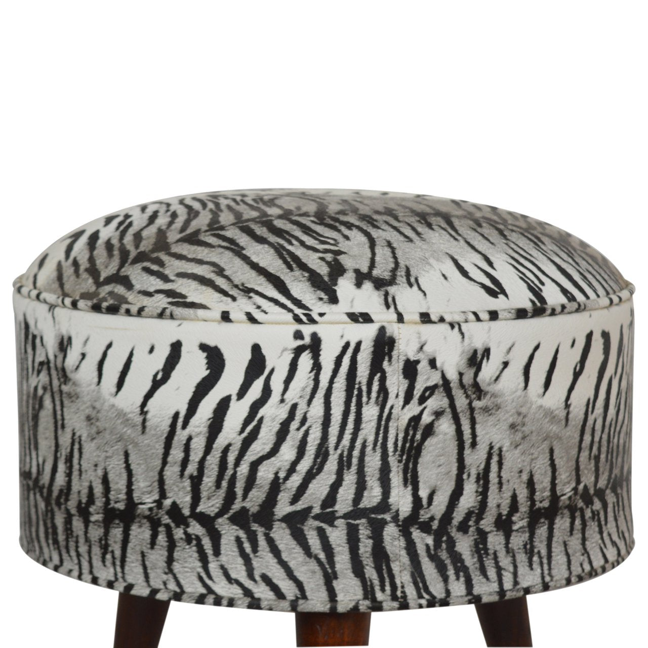 Zebra Print Footstool Upholstered Accent Furniture for Bedroom and Living Room