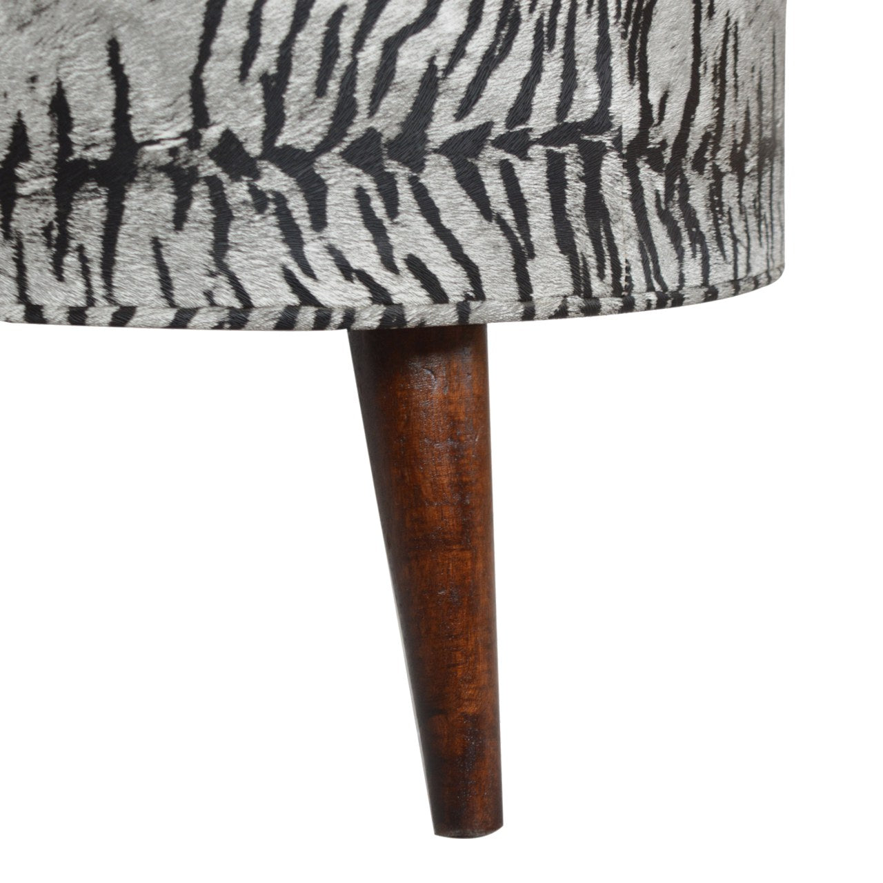Zebra Print Footstool Upholstered Accent Furniture for Bedroom and Living Room