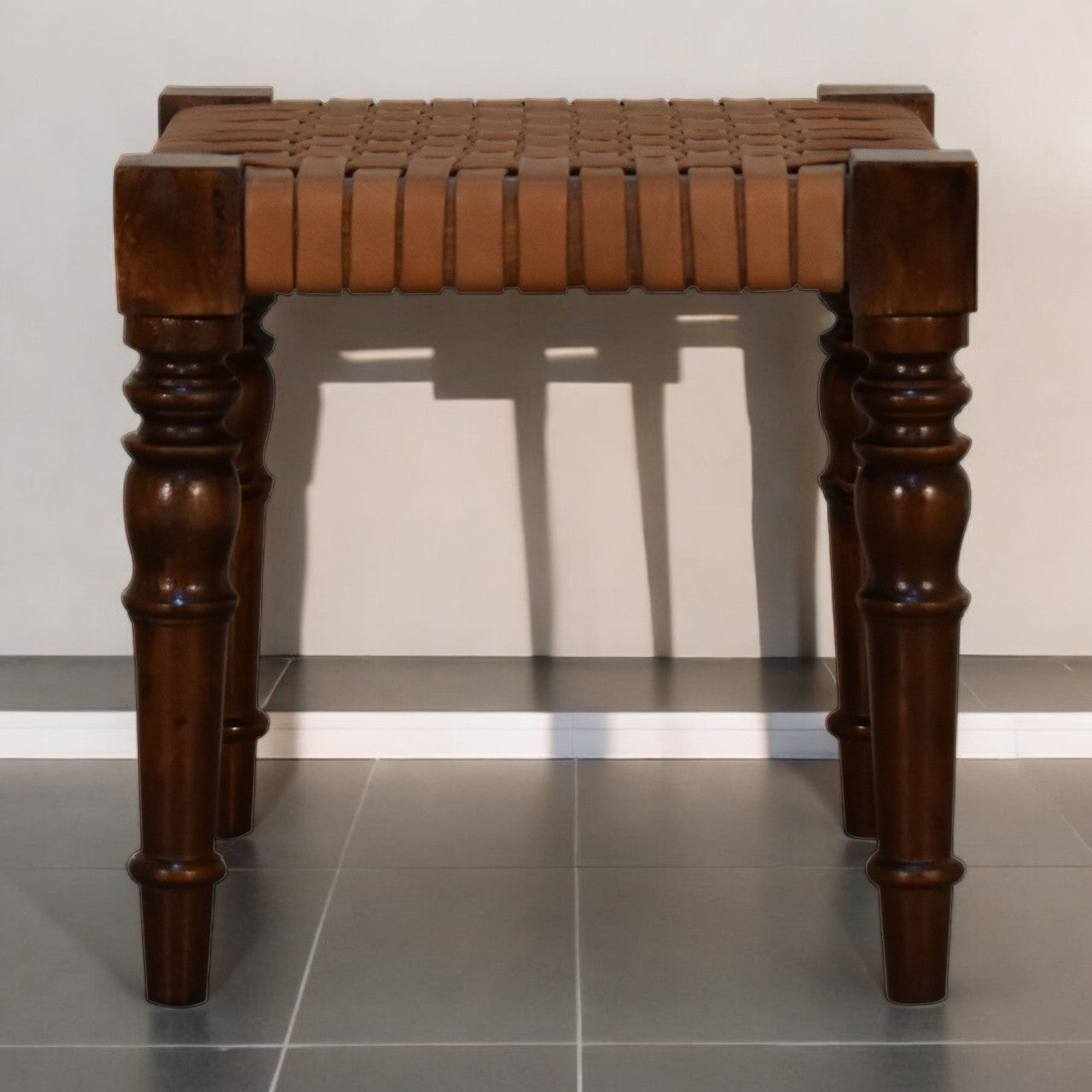 Woven Leather Footstool