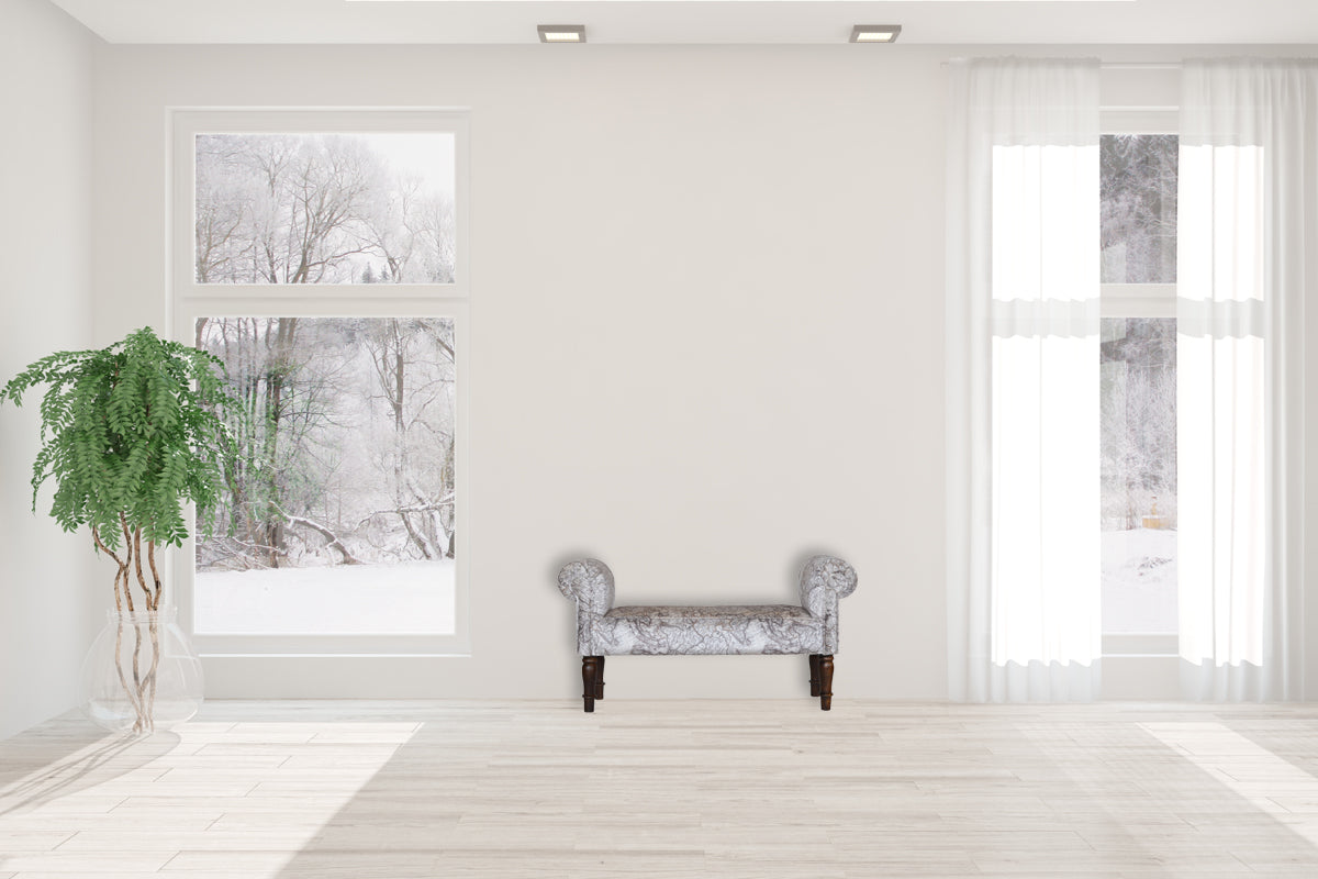 Map Printed Bedroom Bench