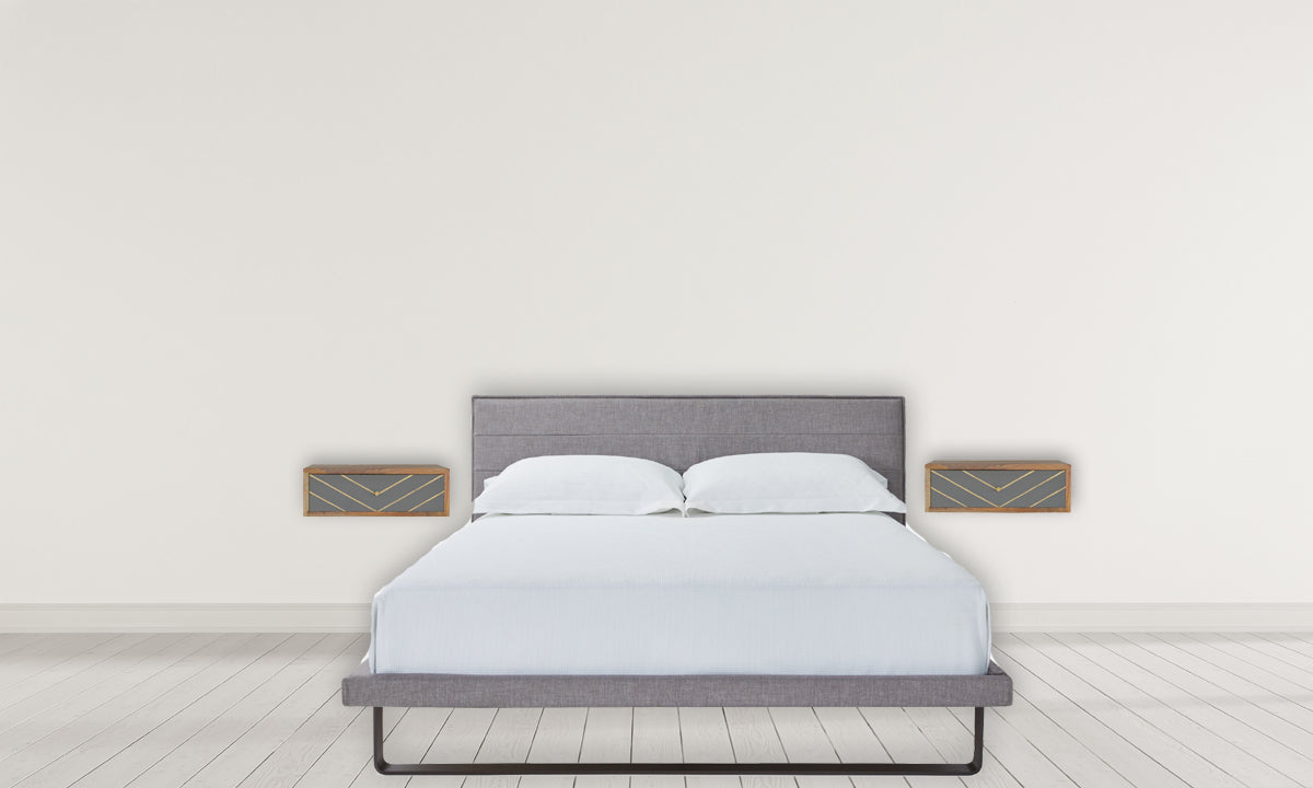 Floating Cement Brass Inlay Bedside