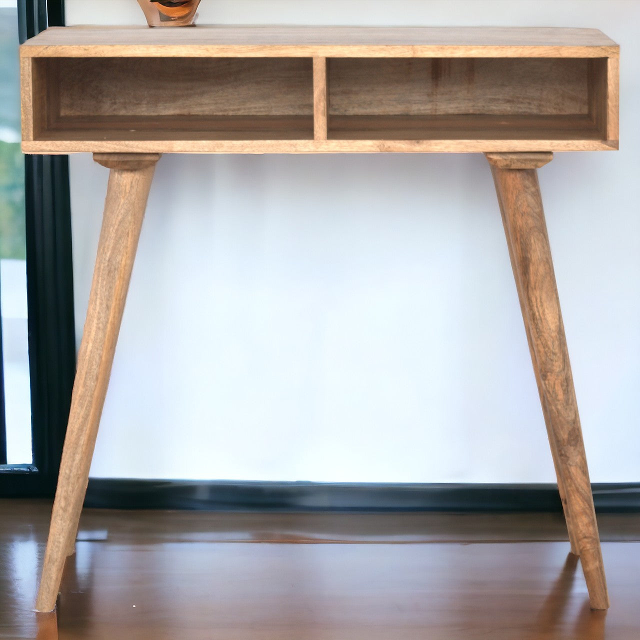 Oak-ish Open Shelf Writing Desk