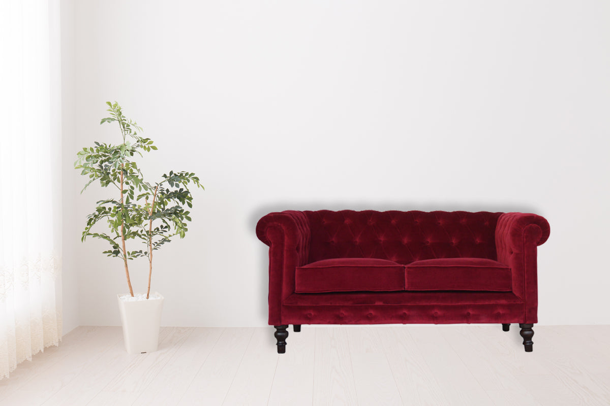 Wine Red Velvet Chesterfield Sofa