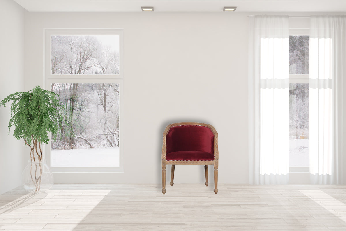Wine Red Velvet Occasional Chair
