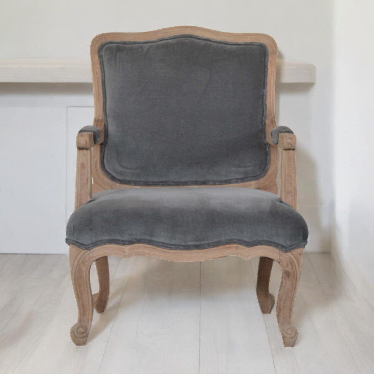 Grey Velvet French Style Chair