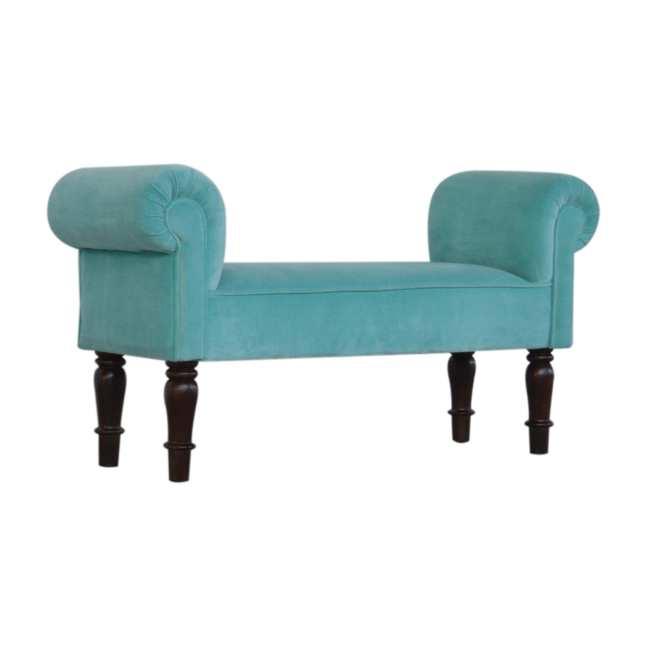 Aqua Velvet Handmade Bench for Stylish Living Space Seating