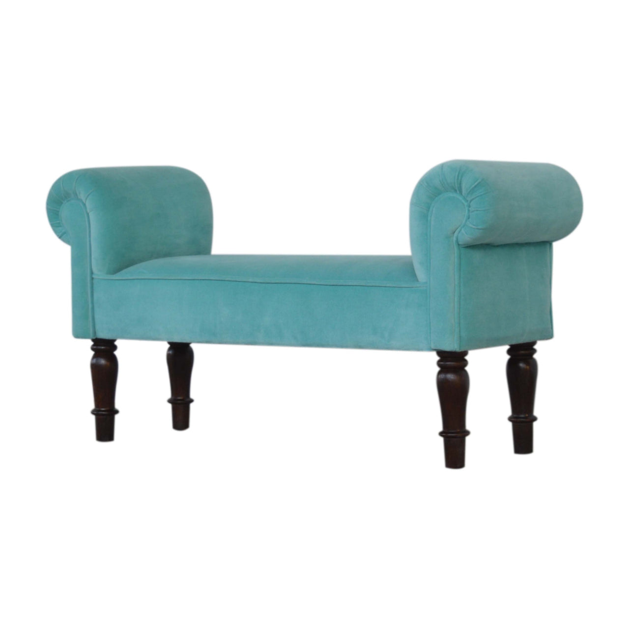 Aqua Velvet Handmade Bench for Stylish Living Space Seating