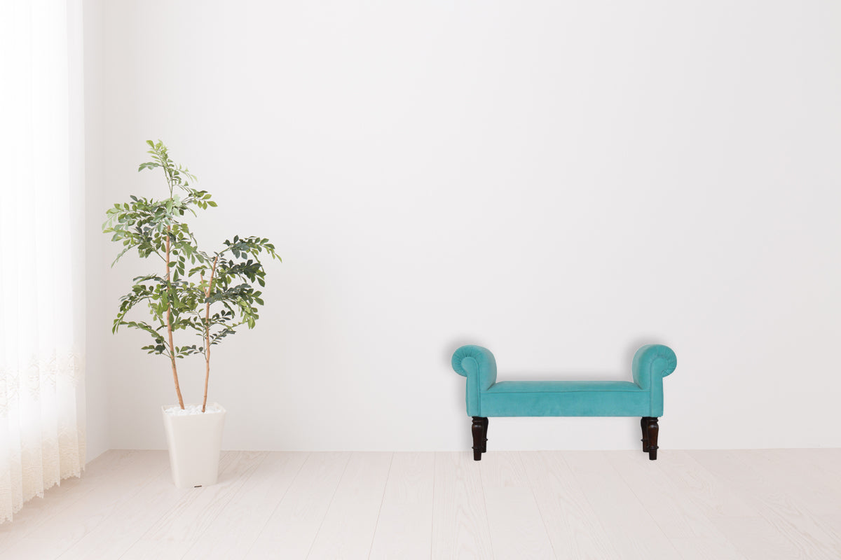 Aqua Velvet Handmade Bench for Stylish Living Space Seating