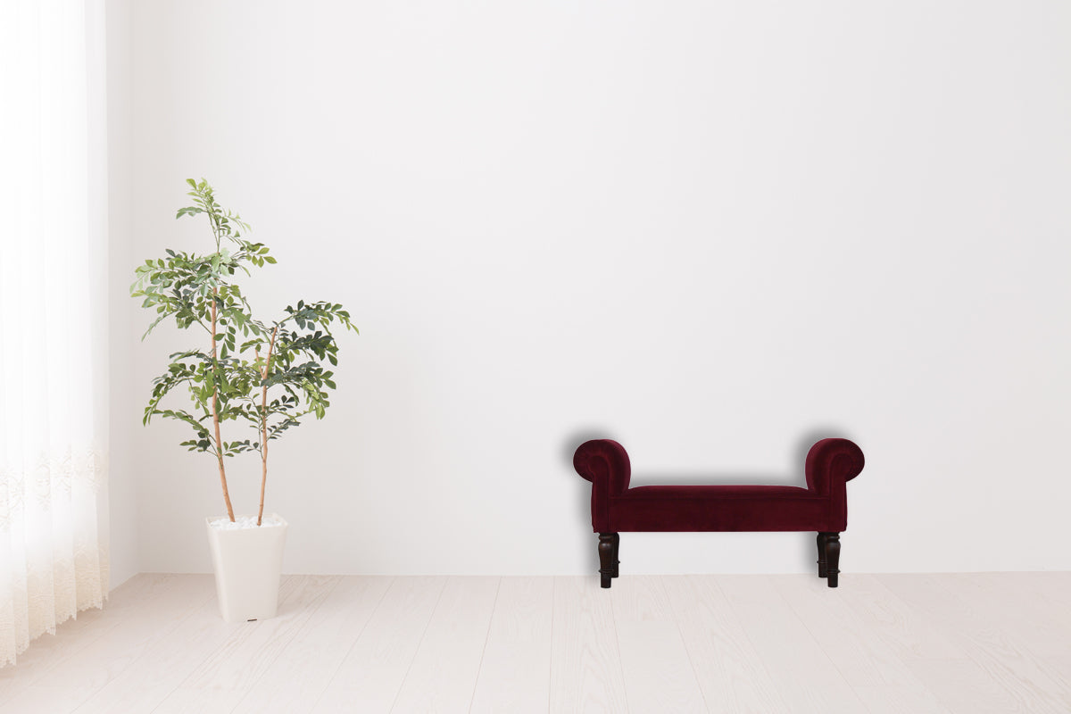 Wine Red Velvet Bench