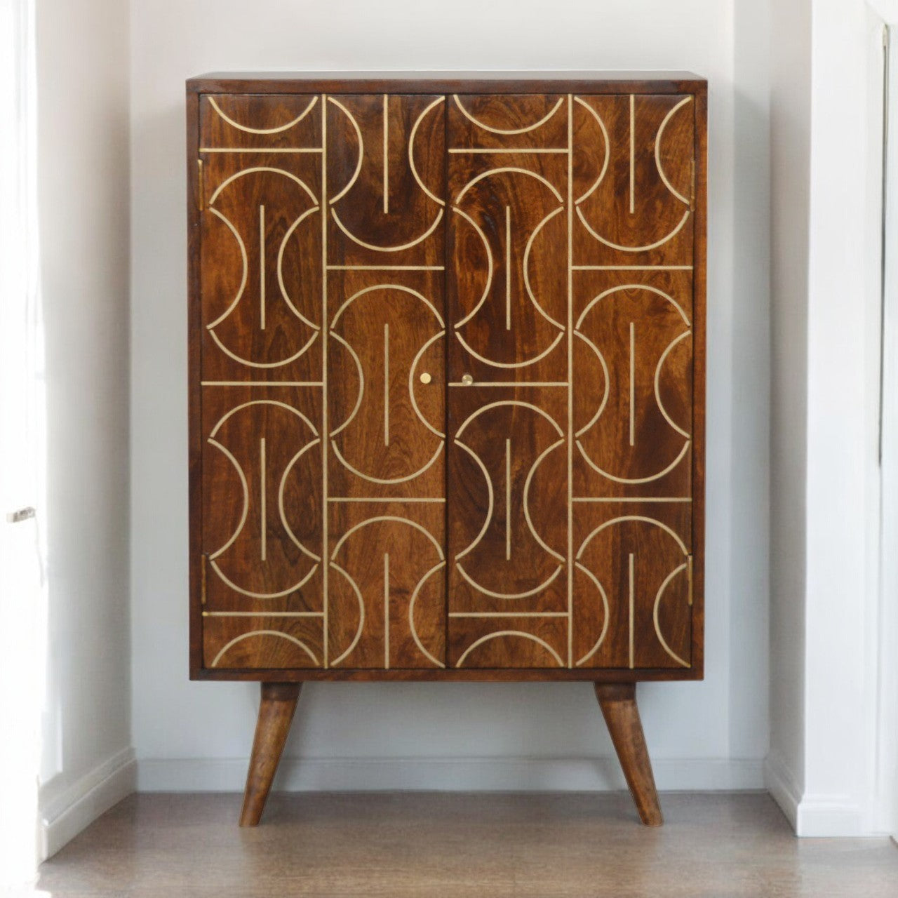 Chestnut Inlay Abstract Cabinet