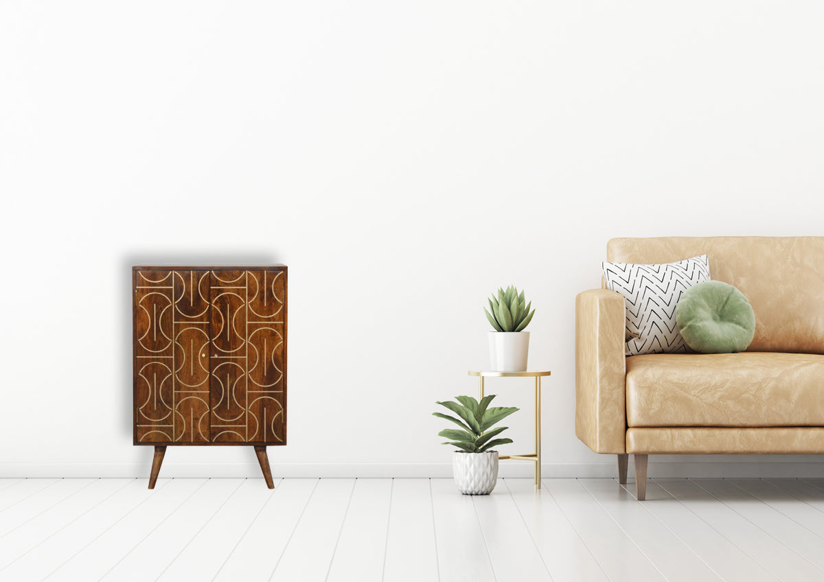 Chestnut Inlay Abstract Cabinet
