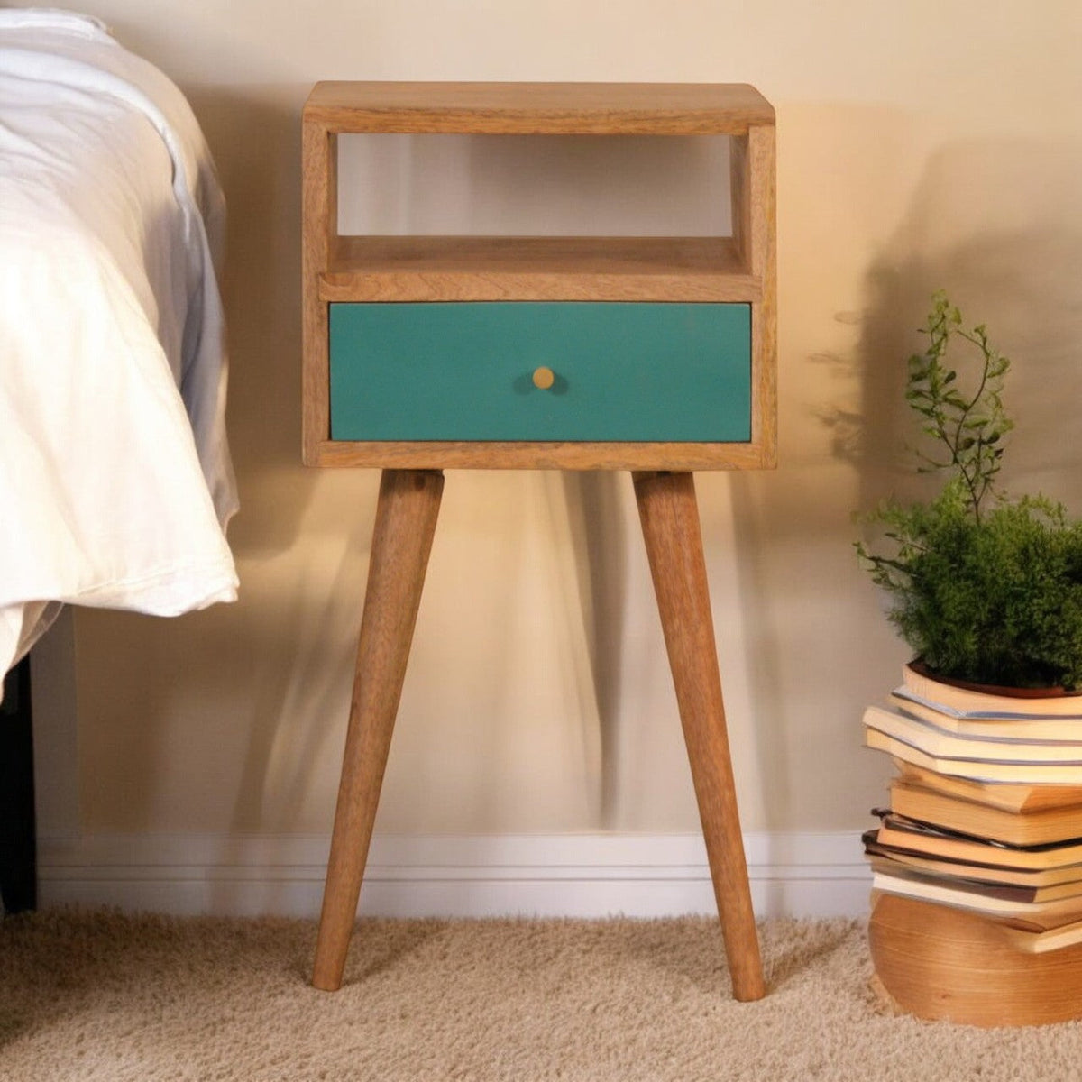 Mini Teal Hand Painted Bedside Table