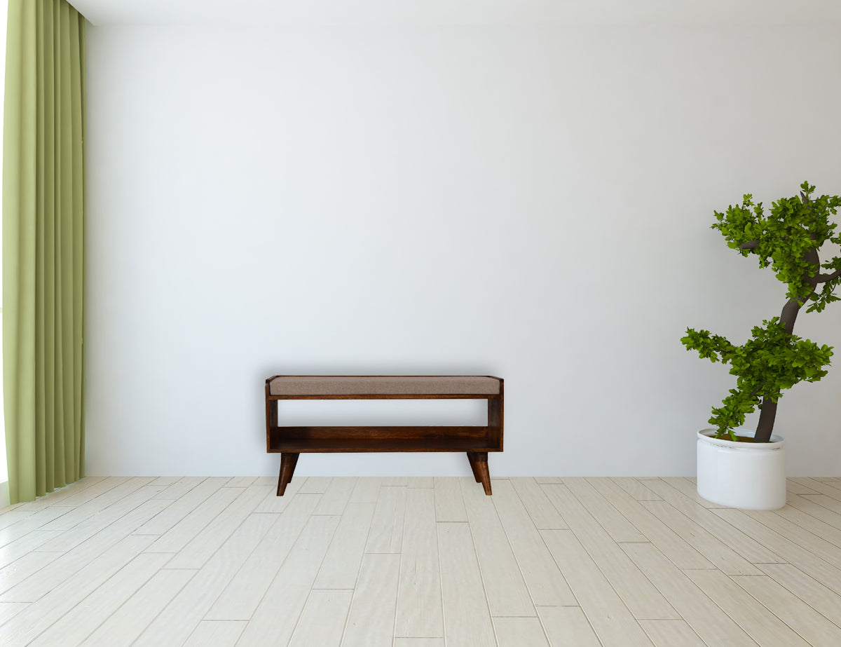 Brown Tweed Seat Pad Bench