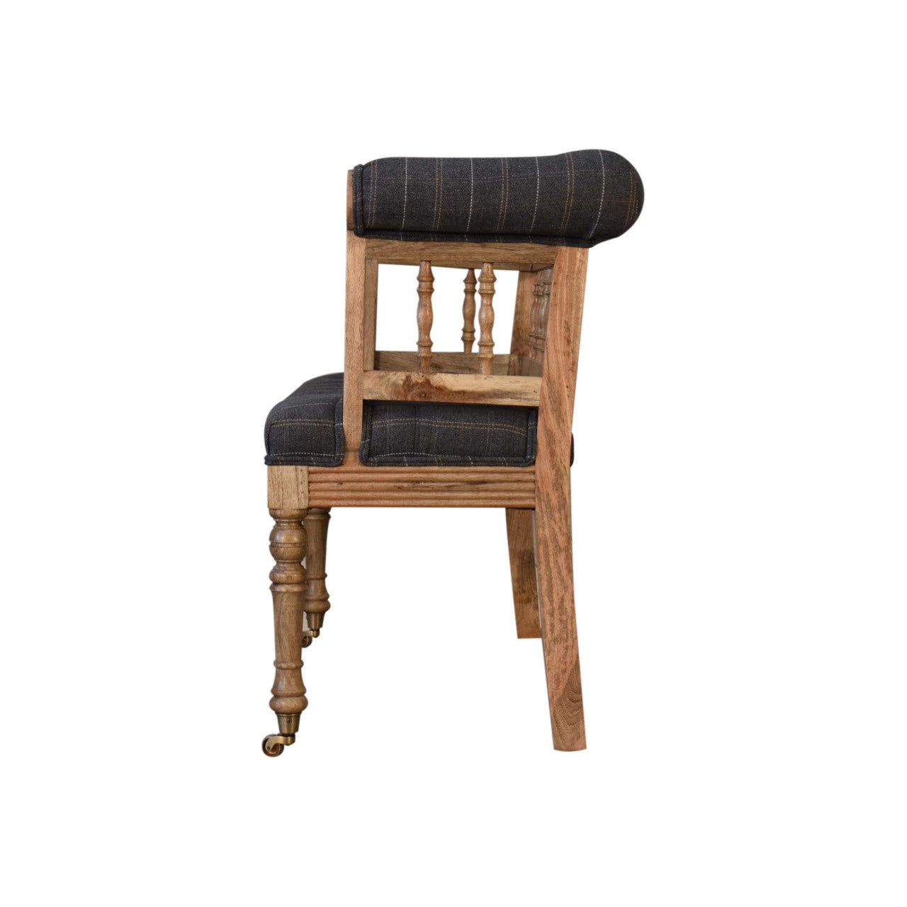 Pewter Deep Button Hallway Bench Made of 100 Percent Solid Mango Wood