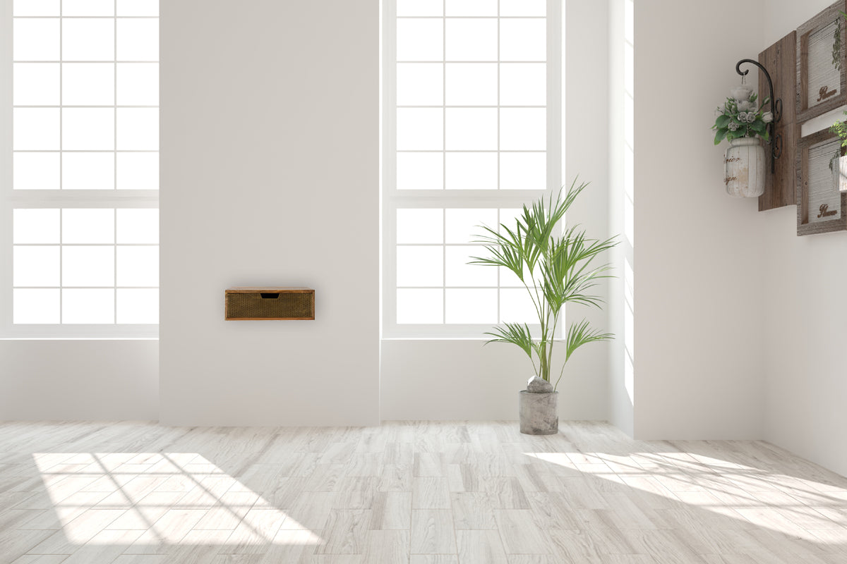 Floating Honeycomb Brass Bedside