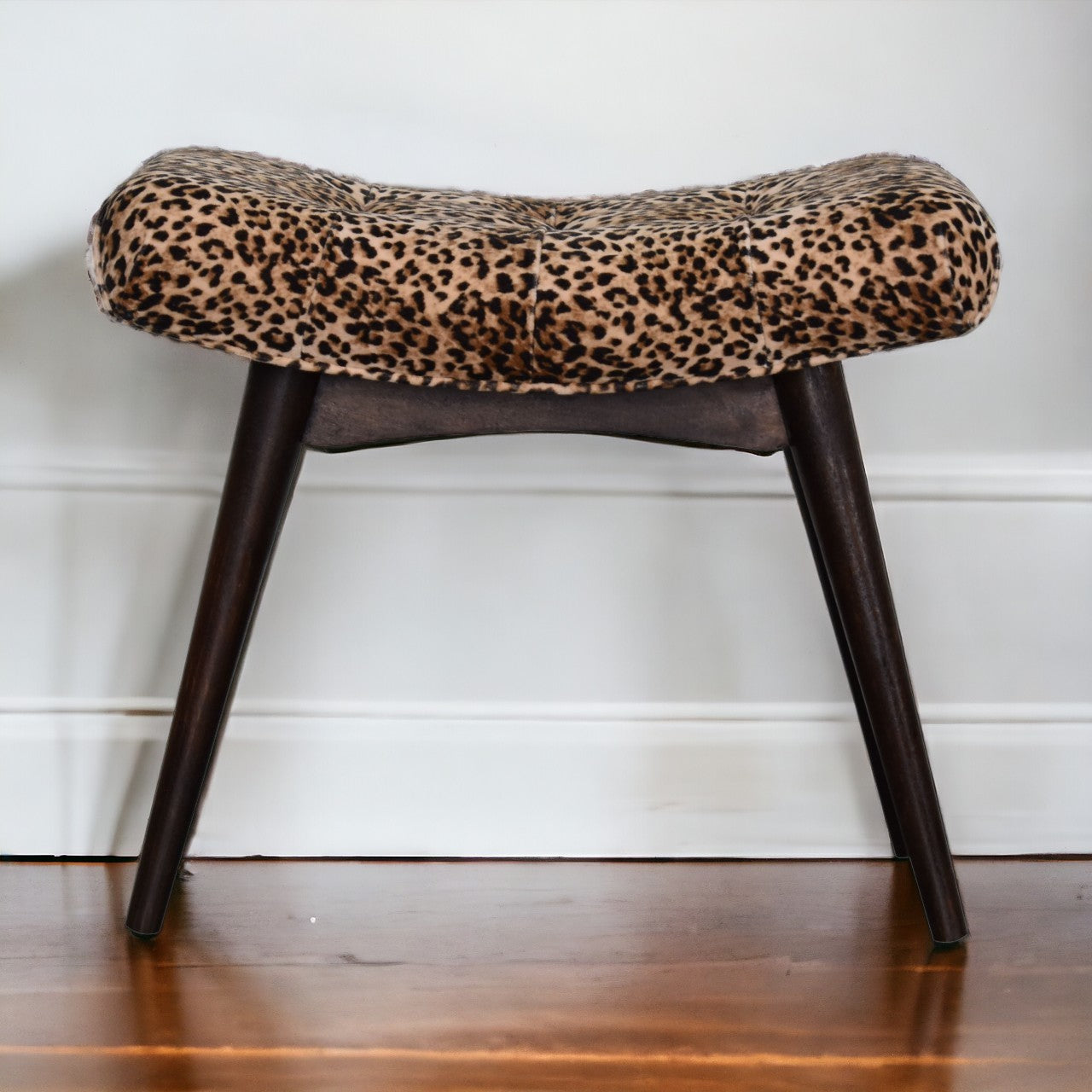 Leopard Print Curved Bench
