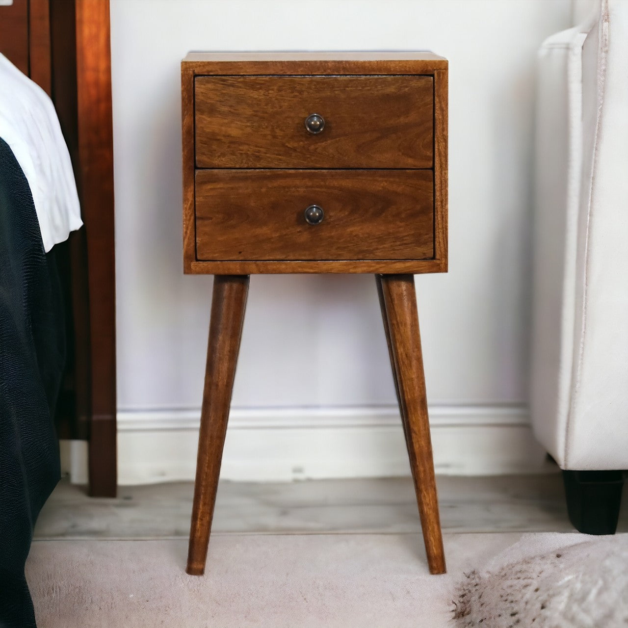 Mini 2 Drawer Chestnut Bedside