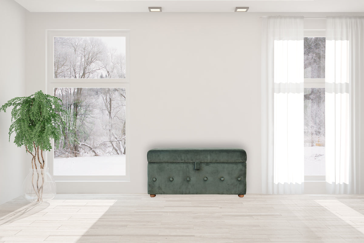 Emerald Velvet Lid-up Ottoman