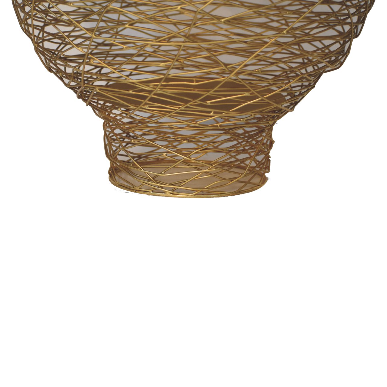 Netted Metal Side Table with Light Wood Top