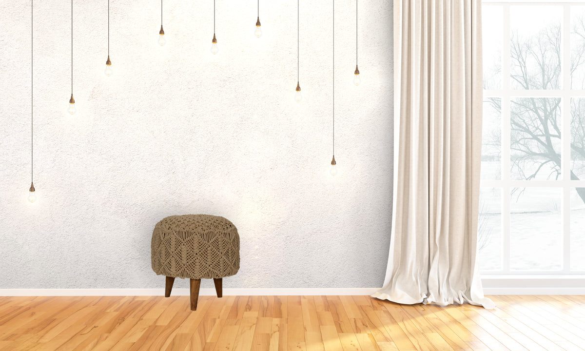Crotchet Beige Footstool