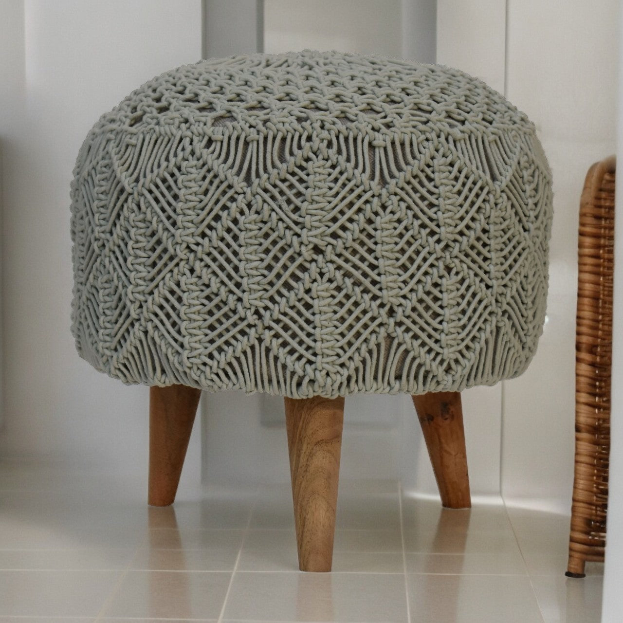 Crotchet Sea Green Footstool
