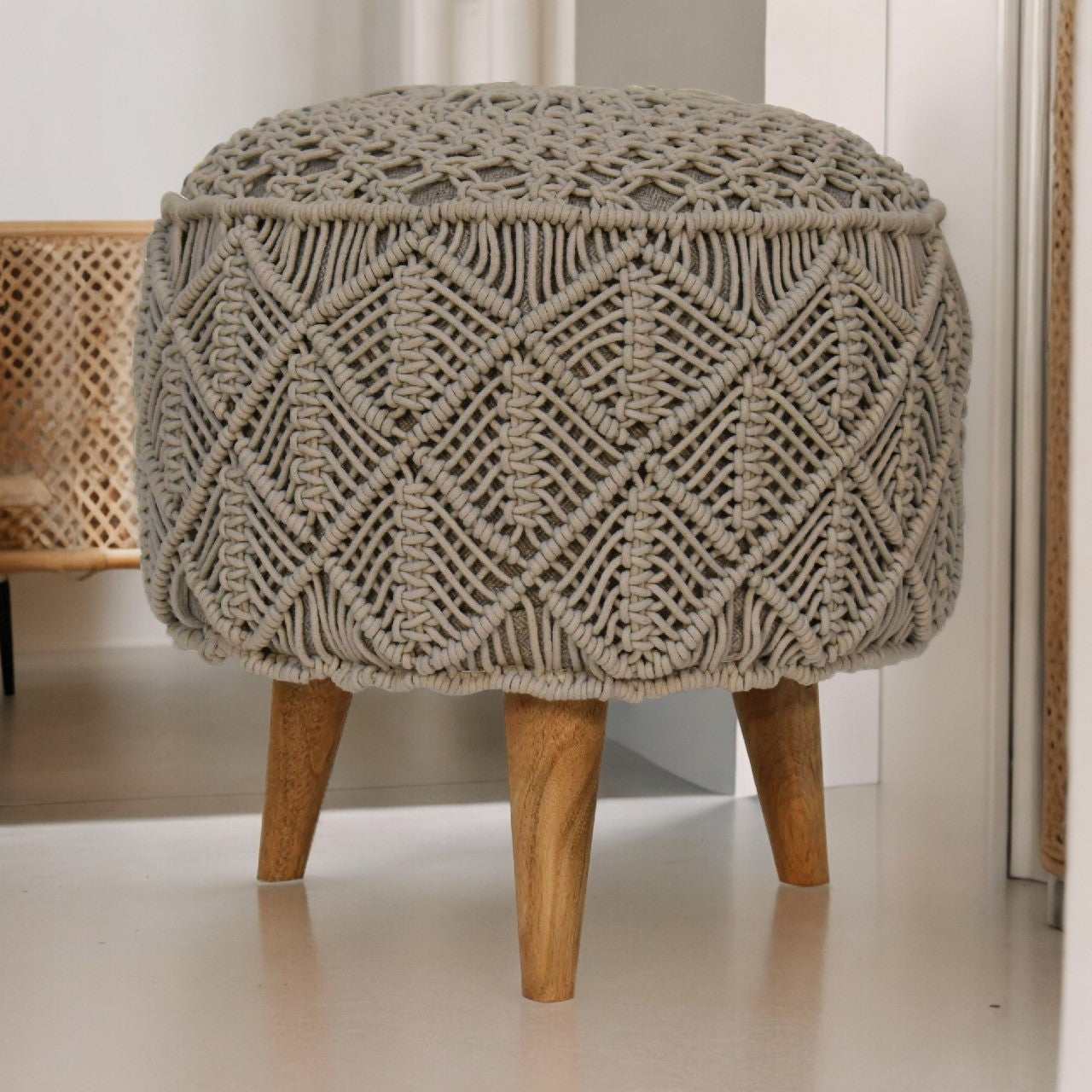 Crotchet Grey Footstool